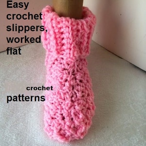 CROCHET SLIPPERS PATTERN, Worked Flat, Easy Crochet Slippers, #2531, child, teen, adult, men, women, unisex, free video demo image 3