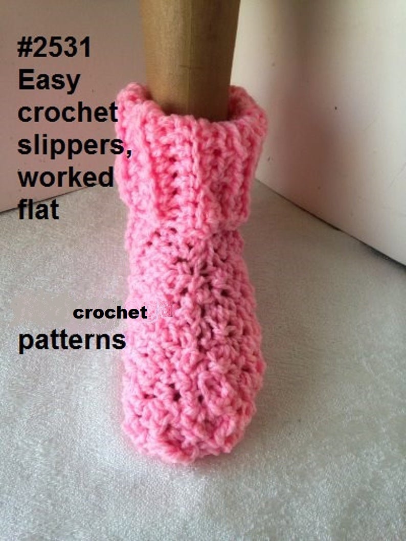 CROCHET SLIPPERS PATTERN, Worked Flat, Easy Crochet Slippers, #2531, child, teen, adult, men, women, unisex, free video demo image 3