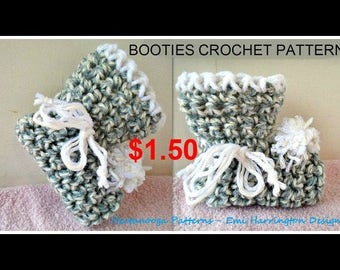 CROCHET PATTERN, Baby Booties, Newborn  to 3 months, 3 to 6 months, 6 to 12 months, 3 sizes, Basic beginner easy booties, #903