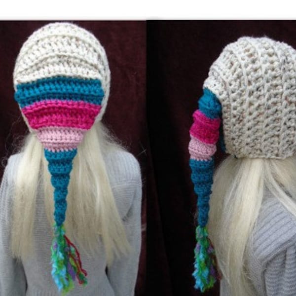 CROCHET PATTERN, hat,  Colorful Fairy Pixie Hood, Elf, Elven,Crochet pattern for kids, teens, women, Easy Beginner pattern, # 865