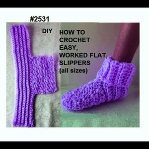 CROCHET SLIPPERS PATTERN, Worked Flat, Easy Crochet Slippers, #2531, child, teen, adult, men, women, unisex, free video demo image 7
