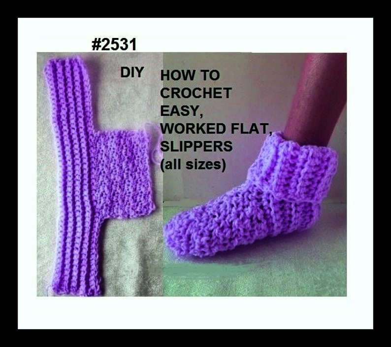 CROCHET SLIPPERS PATTERN, Worked Flat, Easy Crochet Slippers, #2531, child, teen, adult, men, women, unisex, free video demo image 7