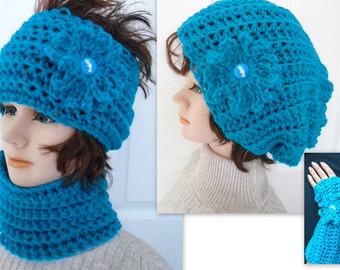 PATRÓN DE GANCHILLO, Venta, patrones de crochet para mujeres, para niños, gorro holgado, cuello, diadema, guantes sin dedos, flor - conjunto de 5 piezas, #847