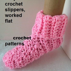 CROCHET SLIPPERS PATTERN, Worked Flat, Easy Crochet Slippers, 2531, child, teen, adult, men, women, unisex, free video demo image 2