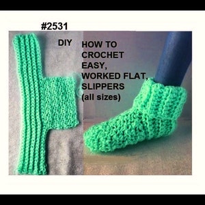 CROCHET SLIPPERS PATTERN, Worked Flat, Easy Crochet Slippers, #2531, child, teen, adult, men, women, unisex, free video demo image 5