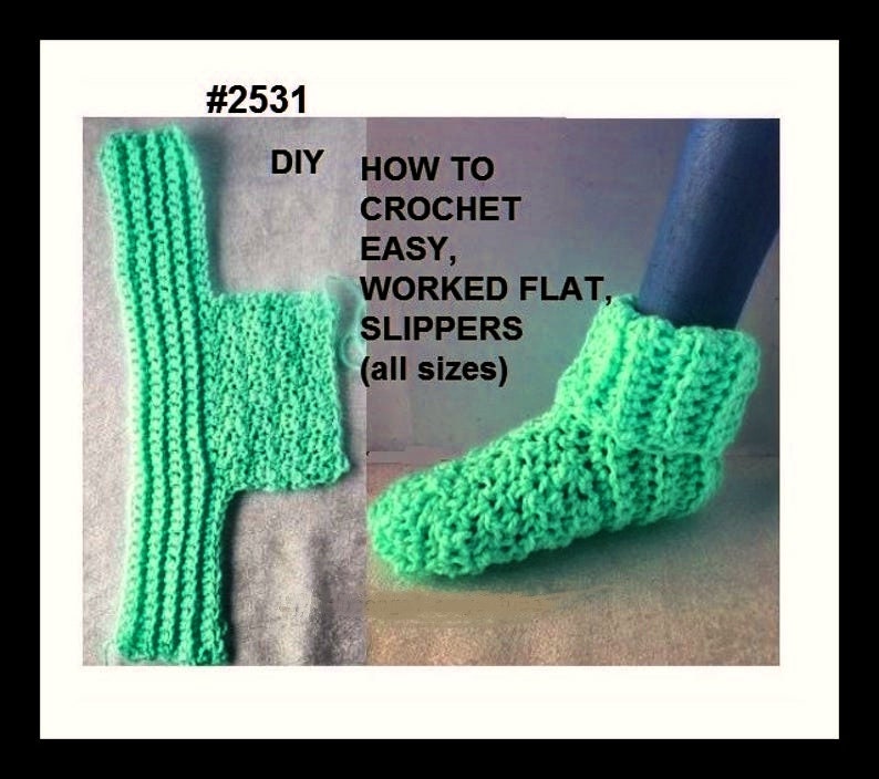 CROCHET SLIPPERS PATTERN, Worked Flat, Easy Crochet Slippers, #2531, child, teen, adult, men, women, unisex, free video demo image 5