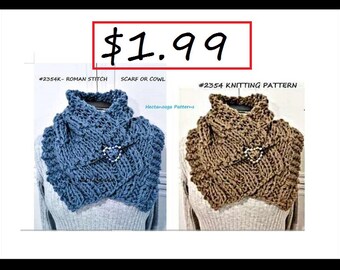 KNIT SCARF PATTERN, Roman Stitch Scarf, Easy knitting pattern, #2354, knitting for women and teens. Free Shawl Pattern