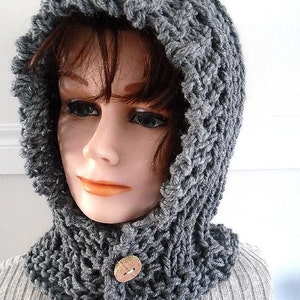 KNITTING PATTERN, Hectanooga Hood, Easy Beginner Pattern, Age 5 to Adult, Cable Knit Hood, Button up, Women and girls 833 image 2