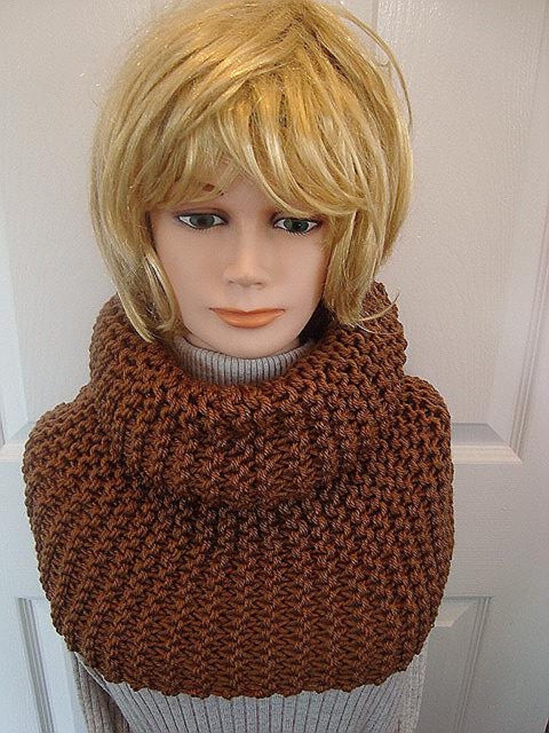 Instant download scarf knitting pattern pdf file , Unisex, adult, men, women. num 637, beginner, TOAST big cowl image 5