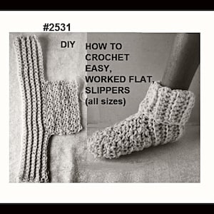 CROCHET SLIPPERS PATTERN, Worked Flat, Easy Crochet Slippers, #2531, child, teen, adult, men, women, unisex, free video demo image 6