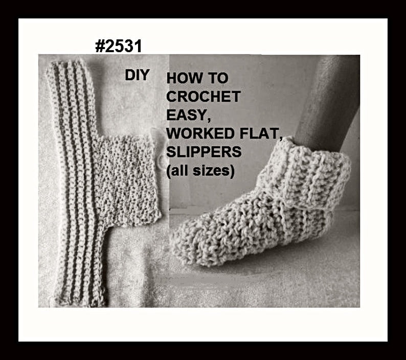 CROCHET SLIPPERS PATTERN, Worked Flat, Easy Crochet Slippers, #2531, child, teen, adult, men, women, unisex, free video demo image 6