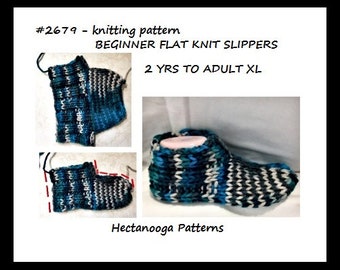 KNITTING PATTERN, Beginner Softee Chunky Slippers, 2 yrs to adult, kids, men,  also free headband - texting gloves- tea cozy  Pattern # 2678