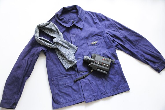 Mens Vintage Savo Faded Blue French Cotton Workwea