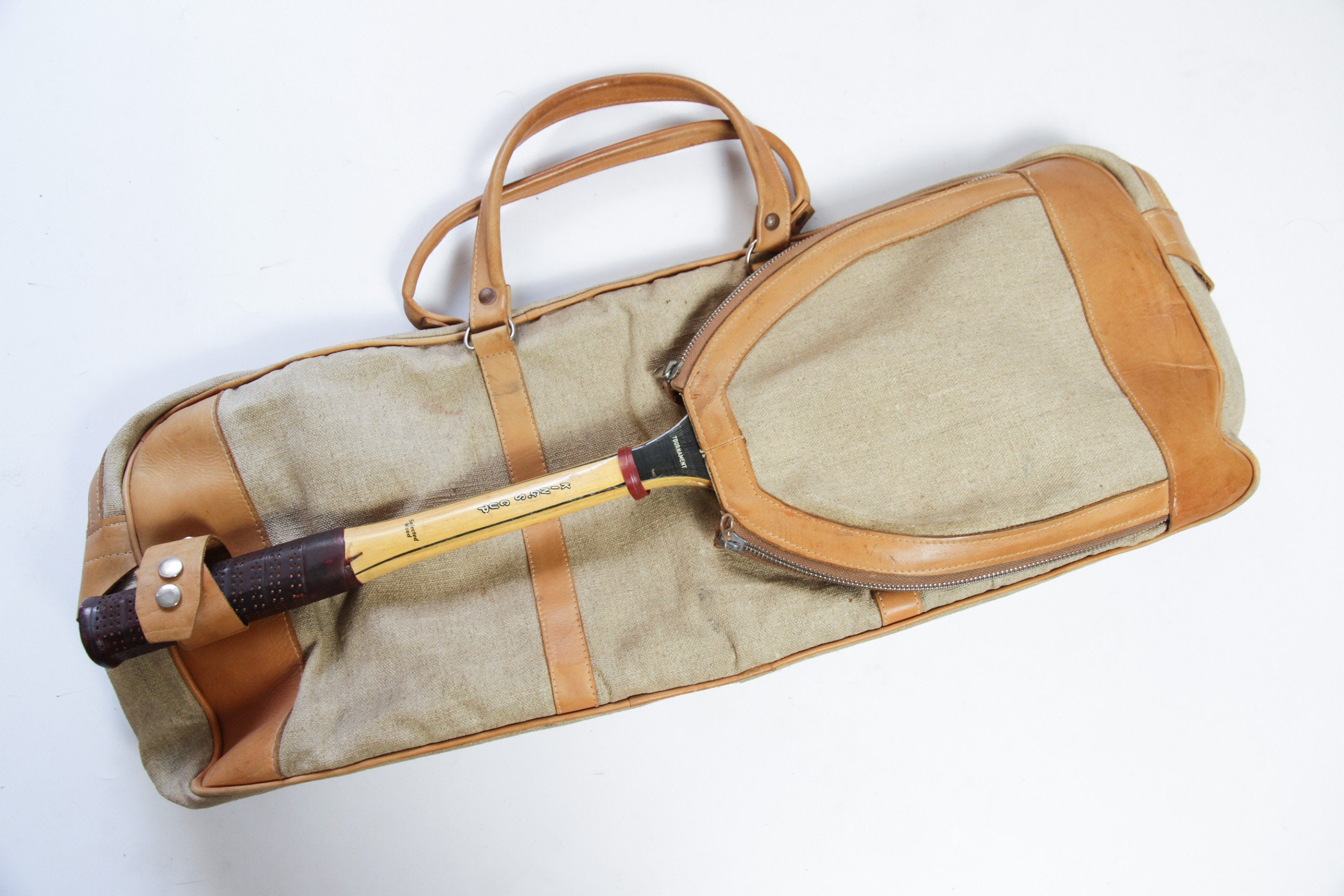Vintage tennis Tennis Racket Cover Bag Canvas leather Etsy