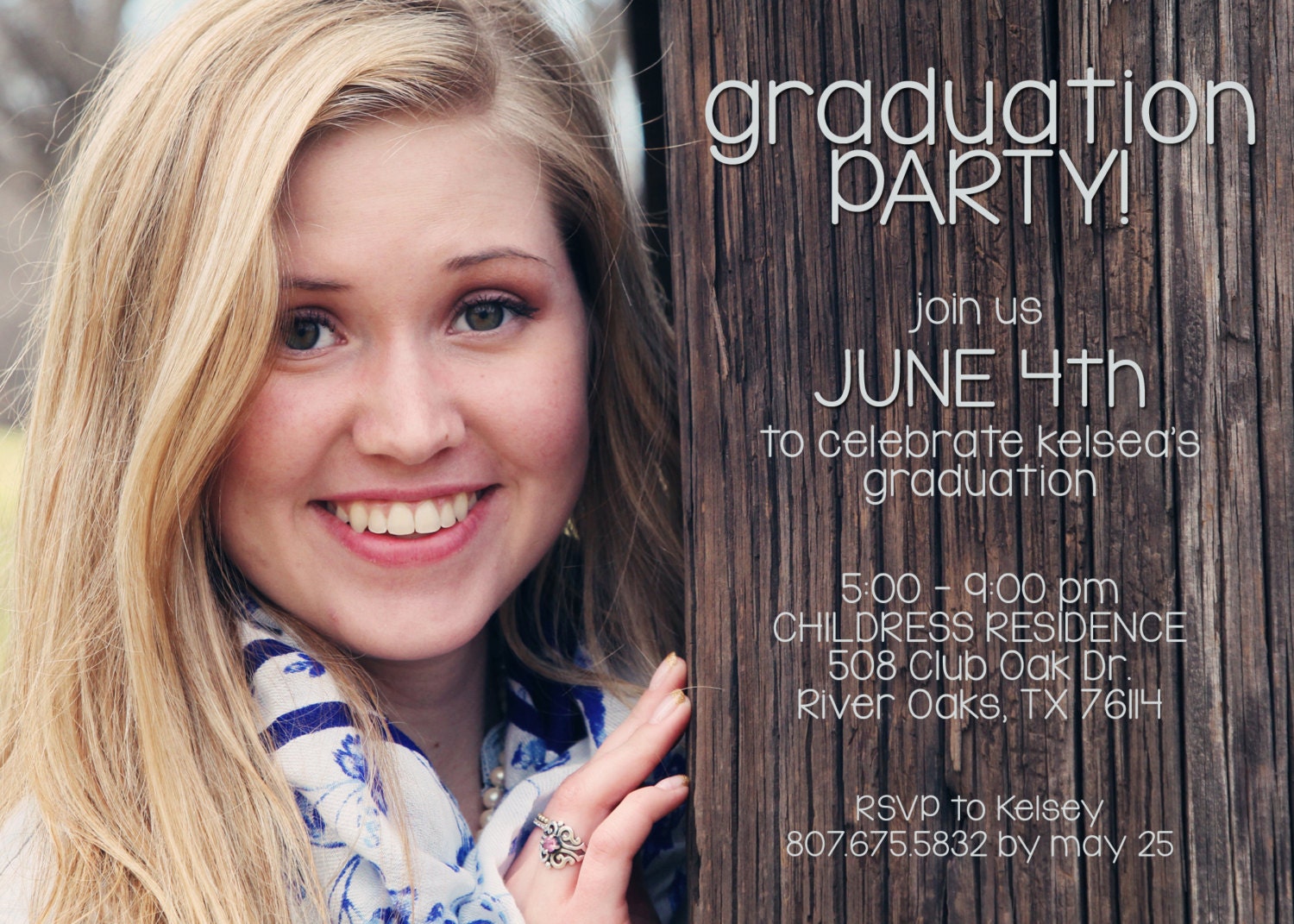 Senior Graduation Announcement 2014 digital photo 2014 Etsy