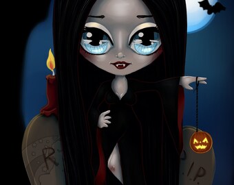 Vampire Yo-yo Cutie Halloween Digital Stamp UNCOLORED Papercrafting Cardmaking Handmade Crafter Digi Coloring Page