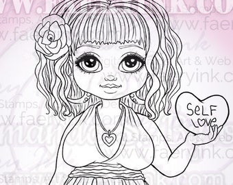Self Love BBW Cute Chubby Girl UNCOLORED Digital Stamp Coloring Page Craft Cardmaking Papercrafting DIY Girls dress chubby | Etsy