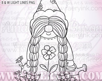 Sweet Birthday Tomte Gnome UNCOLORED Digital Stamp ...