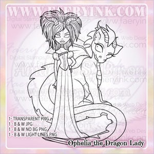 Darlings & Dragons Fae Chibis 4 Digis BUNDLE UNCOLORED Digital Stamp Coloring Page jpeg png jpg Craft Cardmaking Papercrafting DIY image 8