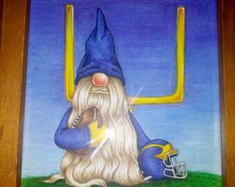 American Football Tomte Gnome UNCOLORED Digital Stamp Image Adult Coloring Page jpeg png jpg Fantasy Craft Cardmaking Papercrafting DIY