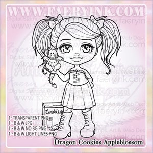 Darlings & Dragons Fae Chibis 4 Digis BUNDLE UNCOLORED Digital Stamp Coloring Page jpeg png jpg Craft Cardmaking Papercrafting DIY image 9