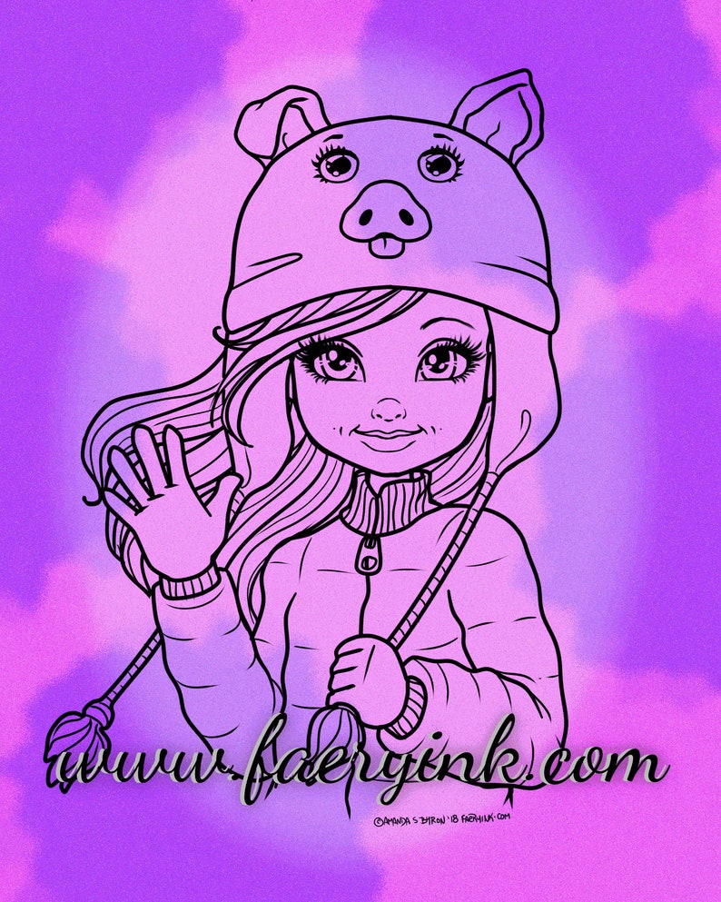 Download Cute Animal Winter Hats 2 UNCOLORED Digital Stamp Coloring ...