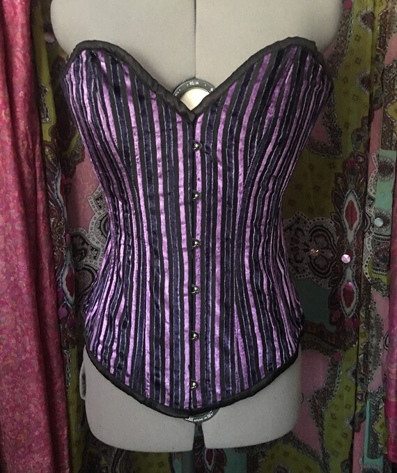 Gothic Steel Boned Black and Purple Velvet Corset