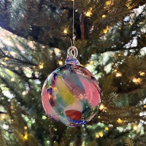 Handblown Glass Christmas Ornament, Blue, Lime Green, Pink, Navy, Teal Purple, Ruby, Cobalt, New Color for 2026, Color Name: Surprise
