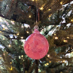 Hand Blown Glass Christmas Ornament, Handmade Christmas Tree Ornament, Pink, Pale Pink, Dark Pink, Handmade in the Ozarks