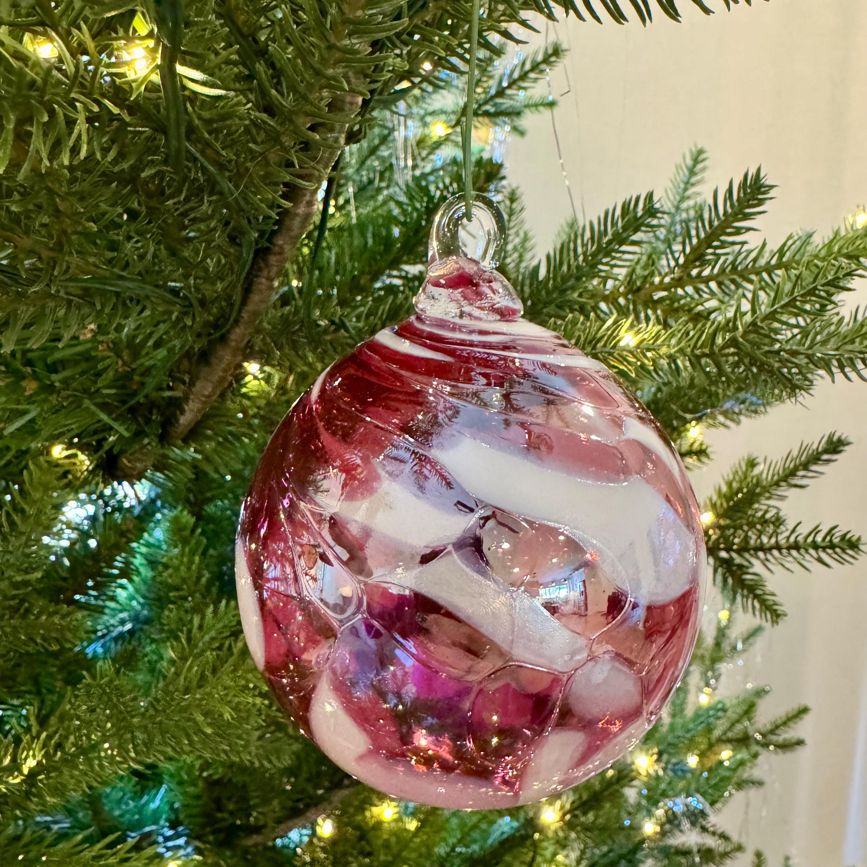 Candy Cane | Handblown Glass Ornament | Made in the Ozark