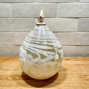 Let it Snow | Handblown Glass Oil Lamp | Made in the Ozark Mountains | Glass Candle | Gift