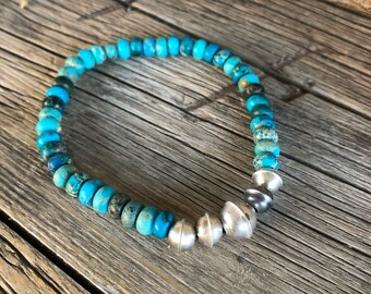 Stackable, Sterling Silver, Jasper, Stretch Bracelet