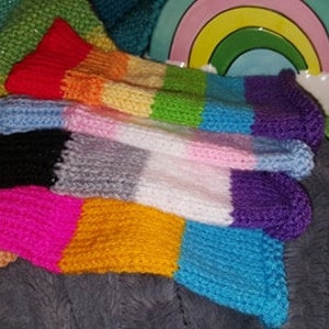 PRIDE handmade knitted fingerless gloves