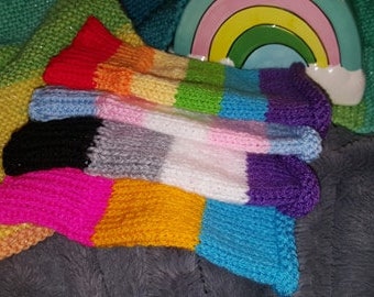 PRIDE handmade knitted fingerless gloves