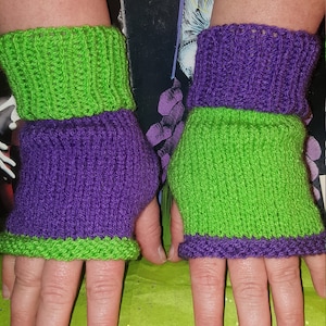 Joker Inspired Handmade Mismatched Fingerless Gloves