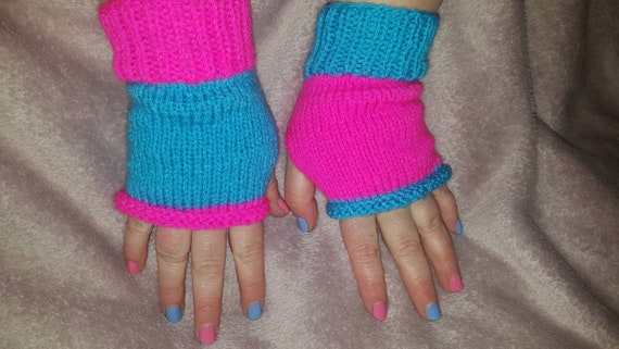 Jinx Inspired Knitted Fingerless Gloves Arcane Etsy Canada
