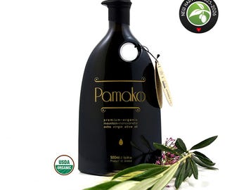 Aceite de oliva orgánico griego Pamako: aceite de oliva con alto contenido fenólico y galardonado.