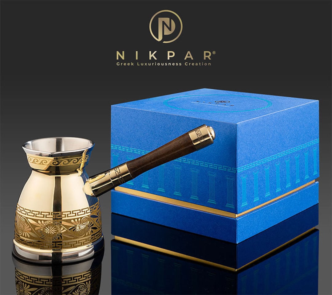 NIKPAR Luxury Greek Coffee Pot Macedonian Collection, Turkish Arabic