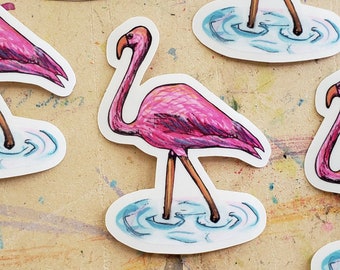 Flamingo Clear Sticker, Florida Stickers, Laptop Decal, Water Bottle Vinyl Sticker, Animal Sticker, Pink Stickers, Bird Sticker, Cute Animal