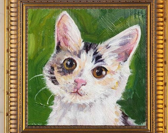 Custom Cat Portrait with Real Oil Paint from YOUR Photo, Personalized Hand Painted Kitty Portrait from Picture, Personalized Gifts of Cats