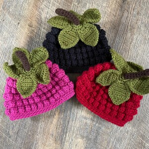 Kid's Raspberry or Blackberry Hat - Toddler, Child - Black, Red, Pink - Fruit, Berry, Harvest