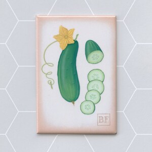 Cucumber Fridge Magnet - 2x3" - Vegetable Art - Botanical Illustration - Decorative Magnet - Kitchen Decor