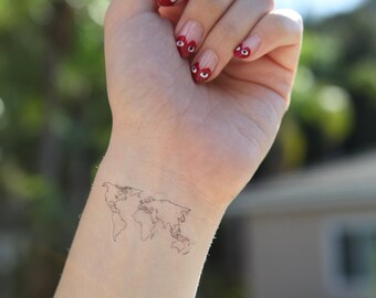 World Map Tattoo Etsy