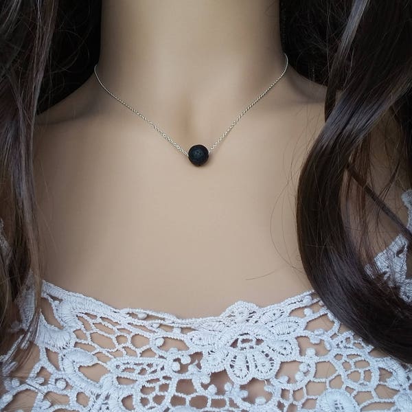 Lava minimalist essential oil diffuser necklace, aromatherapy necklace