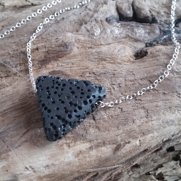 Minimalist Lava triangle essential oil diffuser necklace