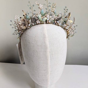 Bridal Crown - Leafy and Floral Bridal Crown - Whimsical Bridal Crown - Hand Made Floral Crown - Bespoke Bridal Crowns -