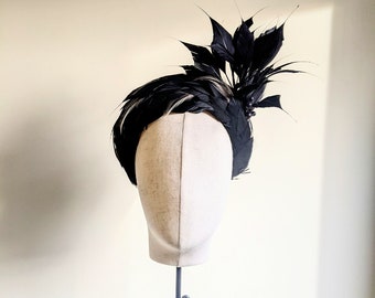 Black Feather Headband - Made To Order Feather Headbands - Couture Headbands - Wedding Guest Headwear - Halo Headband - Bespoke Millinery UK