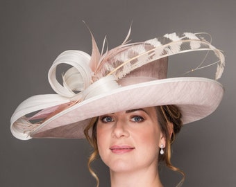 Mother Of The Bride/Groom Bespoke Hat - Statement Occasion Hat -  Ascot hat - Blush Pink Hat -   UK Made Hats