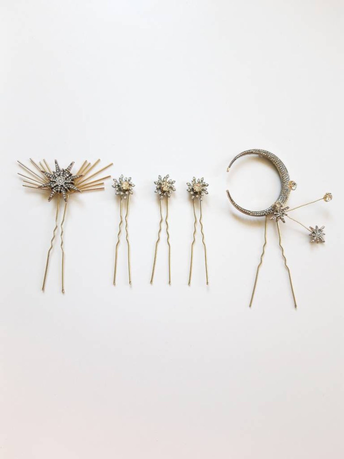 Celestial Hair Pin Set Stars and Moon Hair Pins Boho Hair Etsy UK