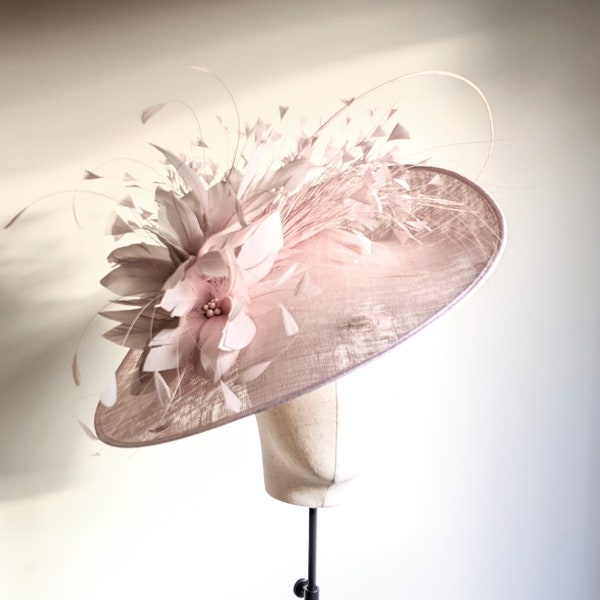 Statement Mother Of The Bride Hat - Blush Wedding Saucer - Couture Wedding Hat - UK Made Wedding Hat. Contemporary Wedding Hat - Ascot Hats